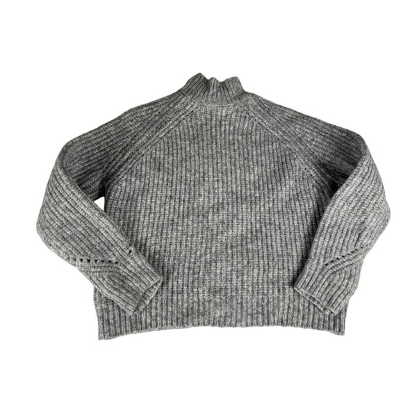 For The Republic Women's Wool Sweater Top Gray Knit Long Sleeve Mock Neck XS - Picture 1 of 4